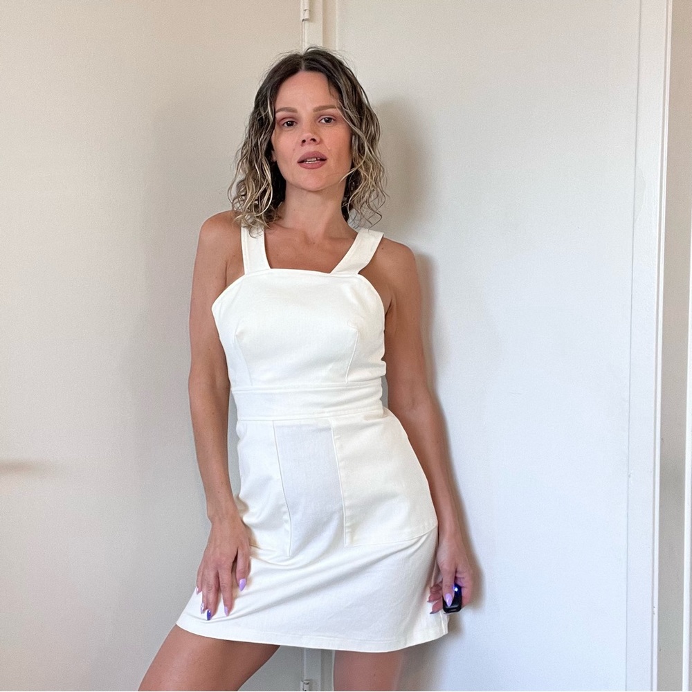 Reformation Kaia Denim Patch Pocket Dress White - Picture 5 of 11